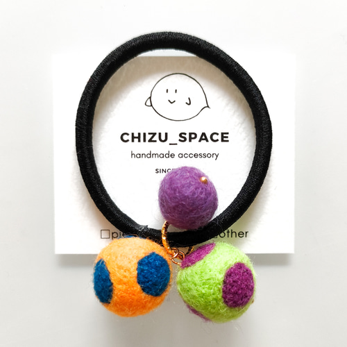 No.38》カラフルな羊毛フェルトのヘアゴム ヘアゴム chizu 通販