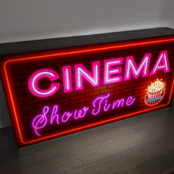 【Lサイズ】映画 シネマ ホームシアター 上映中 ポップコーン 店舗 自宅 ランプ 照明 看板 置物 雑貨 ライトBOX 3枚目の画像
