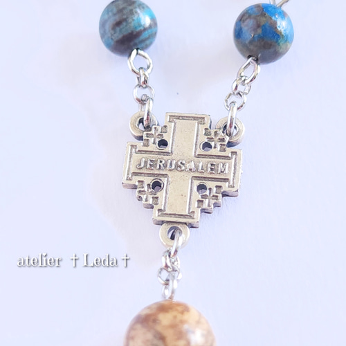 ☆ブルークレイジーレースアゲート ロザリオ☆~Blue C.LaceAgate~ ☆ブルークレイジーレースアゲート ロザリオ☆~Blue