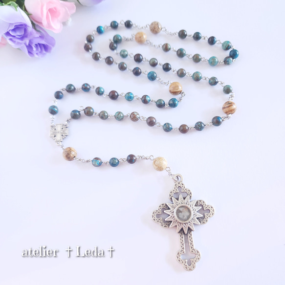 ☆ブルークレイジーレースアゲート ロザリオ☆~Blue C.LaceAgate~ ☆ブルークレイジーレースアゲート ロザリオ☆~Blue