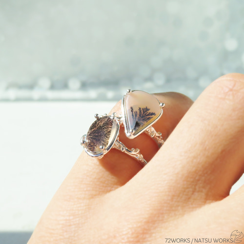 デンドリティック アゲート シルバー 12号 指輪 リング インクルージョン