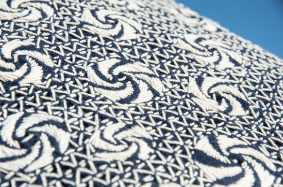 手縫いの純綿クロスボディバッグ/刺繍サイドバックパック/刺繍ショルダーバッグ/インディゴ 手縫いインディゴ染料バッグ-幾何学模様 20枚目の画像