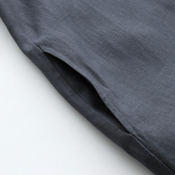 適合季節變換的亞麻2way立領襯衫裙（炭灰色）OP33。 第16張的照片