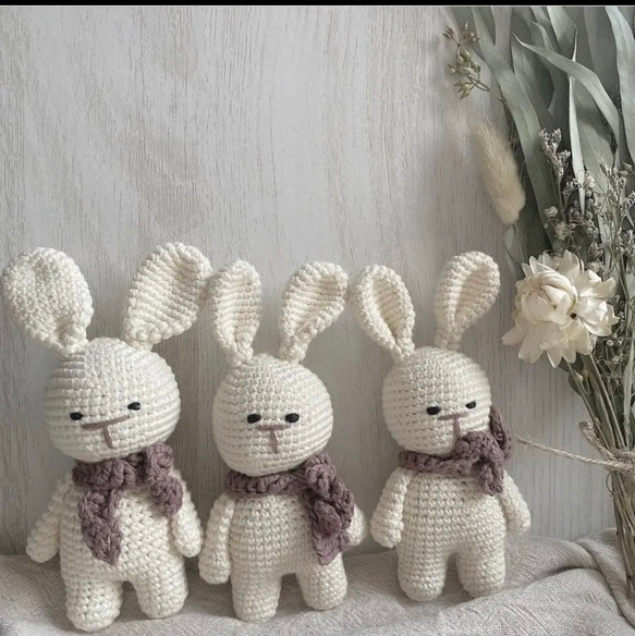 ゆるかわうさぎさん音が鳴る編みぐるみ 出産祝い/お誕生日