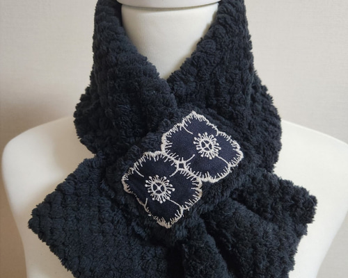 受注制作 】 ミナペルホネン アネモネ ネイビー×アイボリー ネック