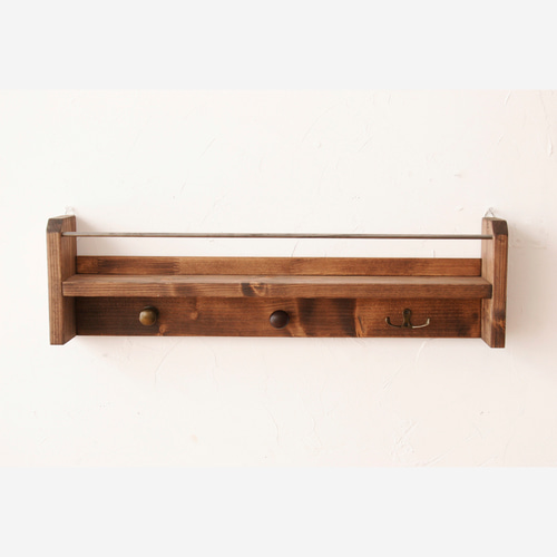 幅約58cm】アイアンバー付き壁掛けフック 壁掛けラック・ウォール