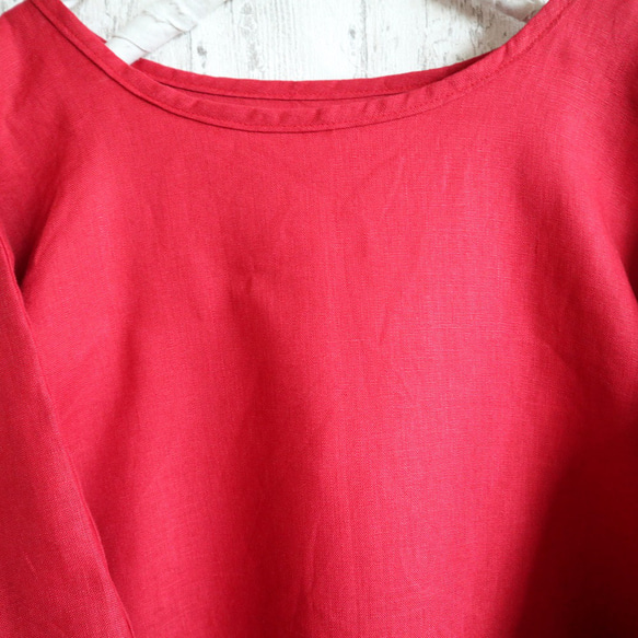 [M 到 6L 4 個尺寸] 新色紅色 100% 亞麻喇叭連身裙，整齊的 A 字型，也很正式，小訂單可以 第8張的照片