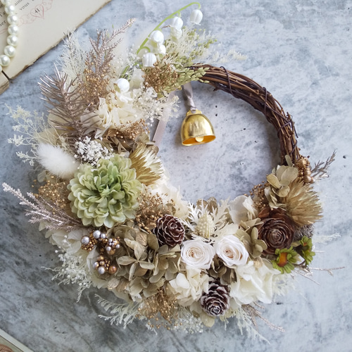 ◇リース◇ハーフリース◇プレゼント 森の中のクリスマスハーフリース リース Atelier sol daisy 通販