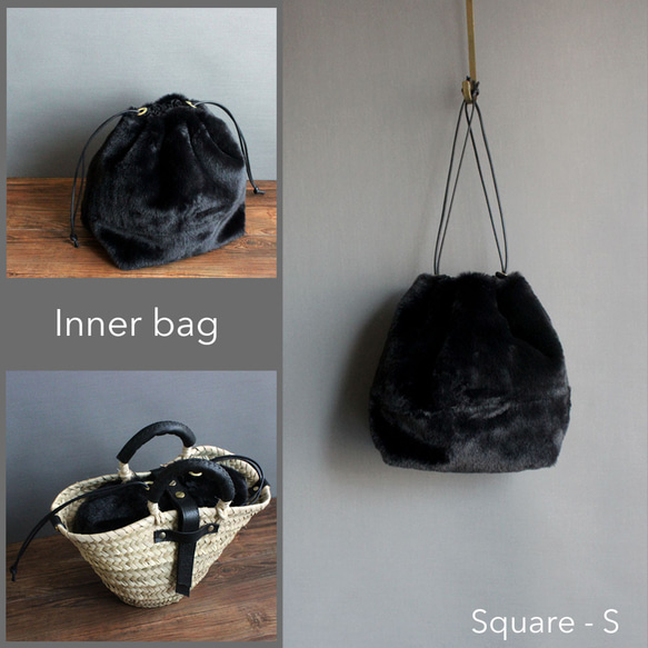 黒のベルベット地にファーが可愛いプチバッグ