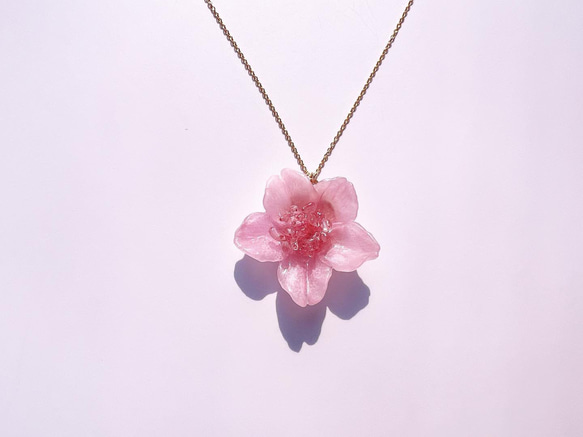 桜一輪 ネックレス / 14kgf / 本物の桜 sakura pink 1枚目の画像