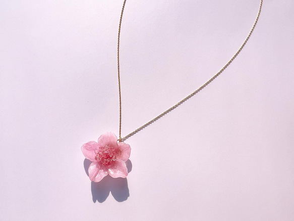 桜一輪 ネックレス / 14kgf / 本物の桜 sakura pink 2枚目の画像