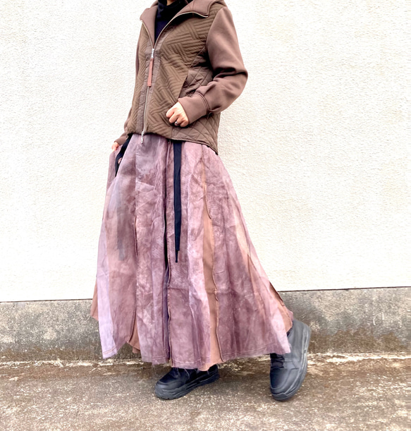 ¥10,000→¥5,000⭐️inahomayu⭐️大人のロングスカート　ヴィンテージ感　　ラップスカート 3枚目の画像