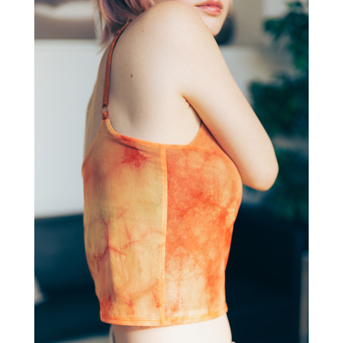 ブラトップ オレンジ 染め ニュアンスカラー 一点もの カップ付き