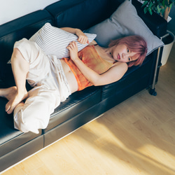 ブラトップ オレンジ 染め ニュアンスカラー 一点もの カップ付き