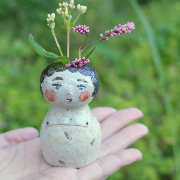 チャイナヘッドドール風  ミニ花瓶  一輪挿し 2枚目の画像