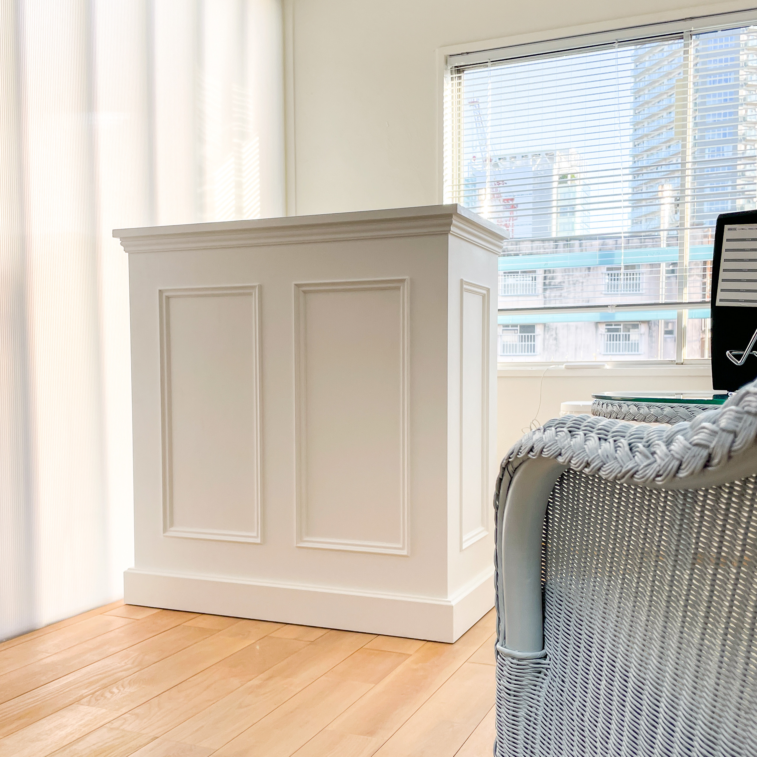 パーソナルジム受付カウンター（W1000ホワイト）マンションサロン向けミニカウンター オーダーメイドレジ台 店舗什器