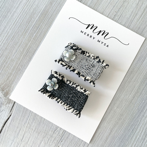 2色セット＞デニムツイードのヘアピン（クリップ） キッズ、ジュニア  