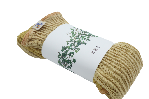 ロータス蓮　新月の草木染めレッグウォーマー　オレンジ