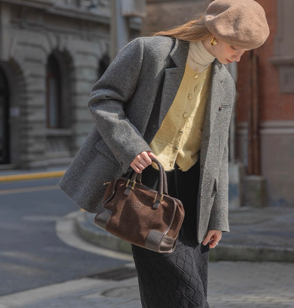 【再販】格好よく羽織る暖かいテーラードジャケットコート 裏地キルティング【冬春秋】グレー 11枚目の画像