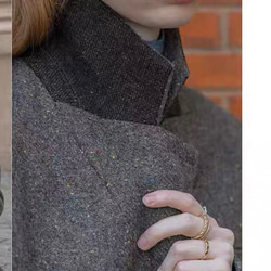 【再販】格好よく羽織る暖かいテーラードジャケットコート 裏地キルティング【冬春秋】グレー 6枚目の画像