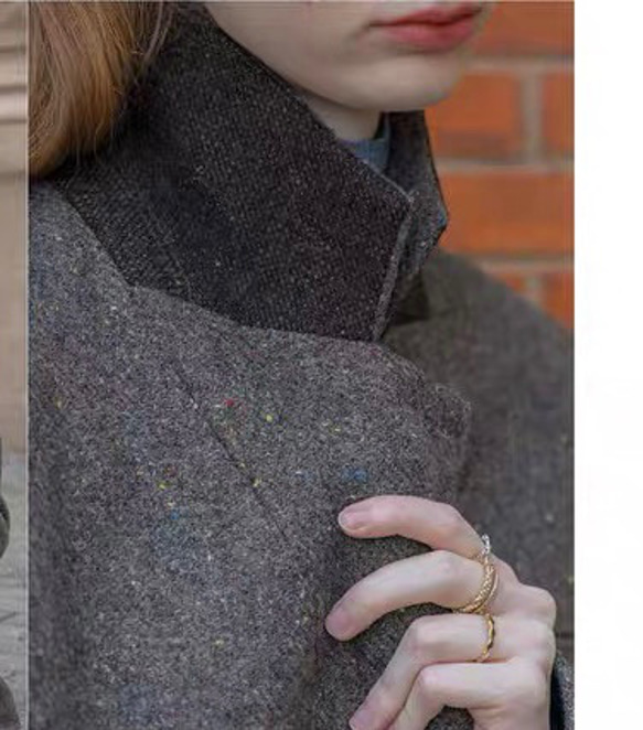 【再販】格好よく羽織る暖かいテーラードジャケットコート 裏地キルティング【冬春秋】グレー 6枚目の画像