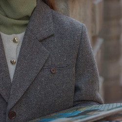 【再販】格好よく羽織る暖かいテーラードジャケットコート 裏地キルティング【冬春秋】グレー 5枚目の画像