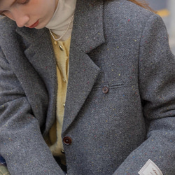 【再販】格好よく羽織る暖かいテーラードジャケットコート 裏地キルティング【冬春秋】グレー 15枚目の画像