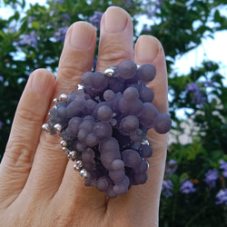 葡萄瑪瑙原礦手工銀戒 純銀戒指~ 「果」~ Grape Agate Silver Ring 第1張的照片