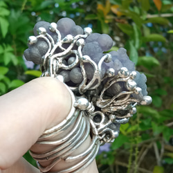 葡萄瑪瑙原礦手工銀戒 純銀戒指~ 「果」~ Grape Agate Silver Ring 第9張的照片