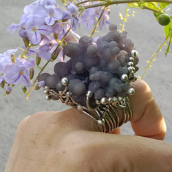 葡萄瑪瑙原礦手工銀戒 純銀戒指~ 「果」~ Grape Agate Silver Ring 第18張的照片