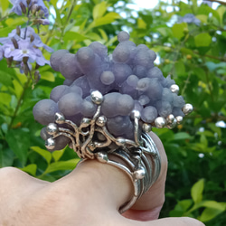 葡萄瑪瑙原礦手工銀戒 純銀戒指~ 「果」~ Grape Agate Silver Ring 第12張的照片
