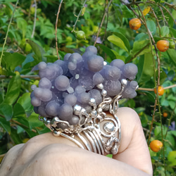 葡萄瑪瑙原礦手工銀戒 純銀戒指~ 「果」~ Grape Agate Silver Ring 第6張的照片
