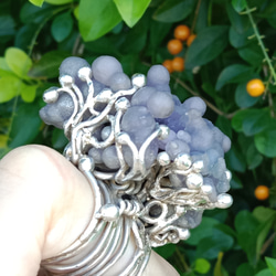 葡萄瑪瑙原礦手工銀戒 純銀戒指~ 「果」~ Grape Agate Silver Ring 第16張的照片