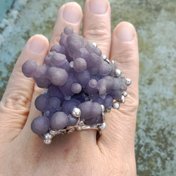 葡萄瑪瑙原礦手工銀戒 純銀戒指~ 「果」~ Grape Agate Silver Ring 第7張的照片