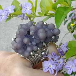 葡萄瑪瑙原礦手工銀戒 純銀戒指~ 「果」~ Grape Agate Silver Ring 第19張的照片