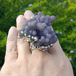 葡萄瑪瑙原礦手工銀戒 純銀戒指~ 「果」~ Grape Agate Silver Ring 第3張的照片