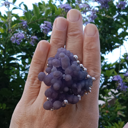 葡萄瑪瑙原礦手工銀戒 純銀戒指~ 「果」~ Grape Agate Silver Ring 第17張的照片