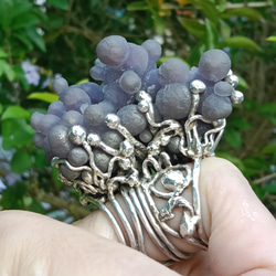 葡萄瑪瑙原礦手工銀戒 純銀戒指~ 「果」~ Grape Agate Silver Ring 第11張的照片