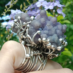 葡萄瑪瑙原礦手工銀戒 純銀戒指~ 「果」~ Grape Agate Silver Ring 第13張的照片