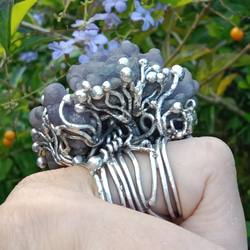 葡萄瑪瑙原礦手工銀戒 純銀戒指~ 「果」~ Grape Agate Silver Ring 第15張的照片