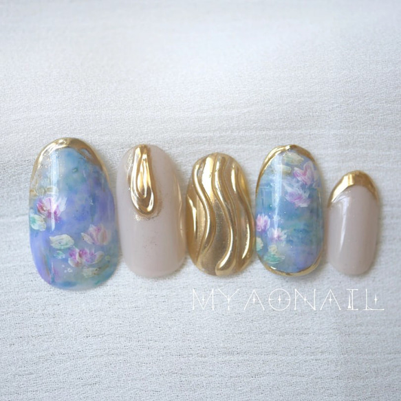 絵画ネイル モネの睡蓮 オーダーネイルチップ ネイルチップ（つけ爪） ネイル屋天の川 通販｜Creema(クリーマ)