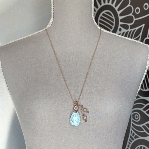 『彩夢』高品質ラリマーのマクラメペンダントネックレス 彩雫』高品質ラリマーのマクラメペンダントネックレス