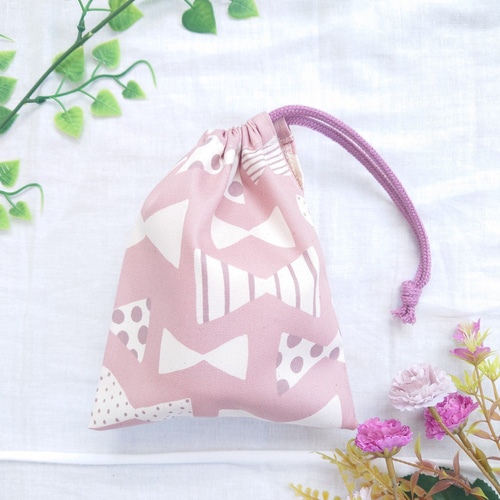 【 入園・入学準備 】ピンクくま 巾着袋／給食袋／コップ袋 入園・入学準備 】ピンクくま 巾着袋／給食袋／コップ袋