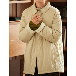 中綿ジャケット　シャツ式ジャケット　暖かい中綿コート　ベージュ　S-Mサイズ　S105BE 6枚目の画像