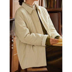 中綿ジャケット　シャツ式ジャケット　暖かい中綿コート　ベージュ　S-Mサイズ　S105BE 9枚目の画像