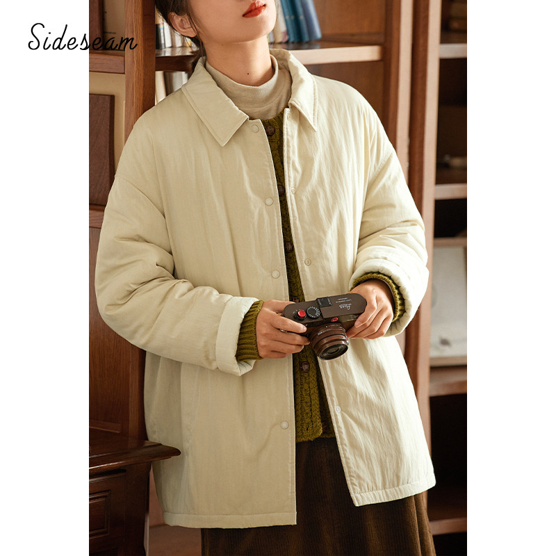 中綿ジャケット　シャツ式ジャケット　暖かい中綿コート　ベージュ　S-Mサイズ　S105BE 9,675円