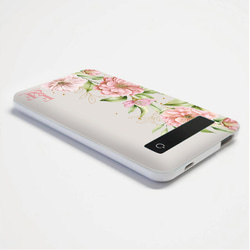 モバイルバッテリー 4000mah 充電器 スマホ iPhone Android 花 花柄 フラワー オシャレ かわいい 4枚目の画像