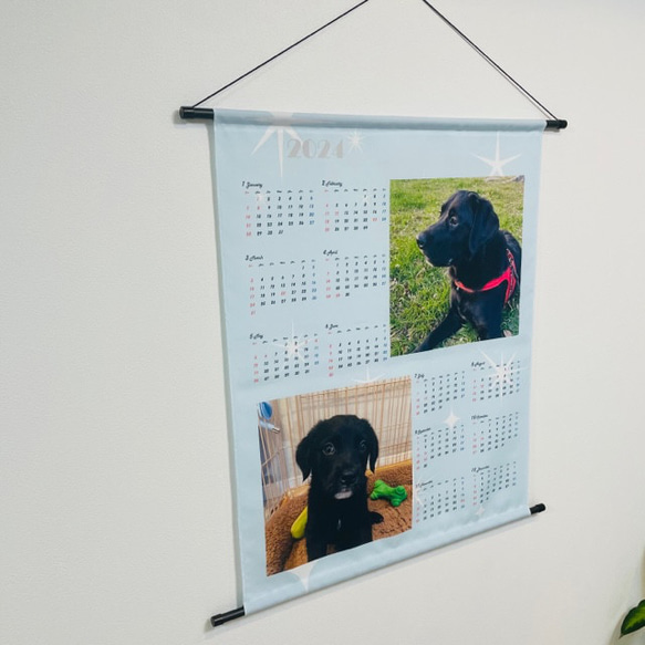 世界で一つのオリジナル布製カレンダー☆2024年版☆　壁掛け　うちの子グッズ　犬　猫　七五三　プレゼントにも♪ 2枚目の画像