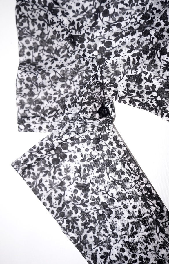 2way Sleeve Flower Sheer Tops (black) 長袖Tシャツ ブラック 黒 ストリート 7枚目の画像