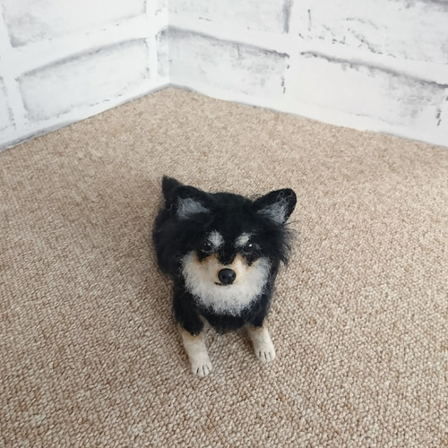 羊毛フェルト　チワワ 　ブラックタン 羊毛フェルト ブラックタン チワワちゃん - メルカリ